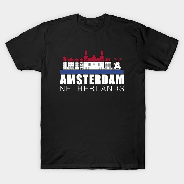 Amsterdam Netherlands Flag Skyline T-Shirt by mstory